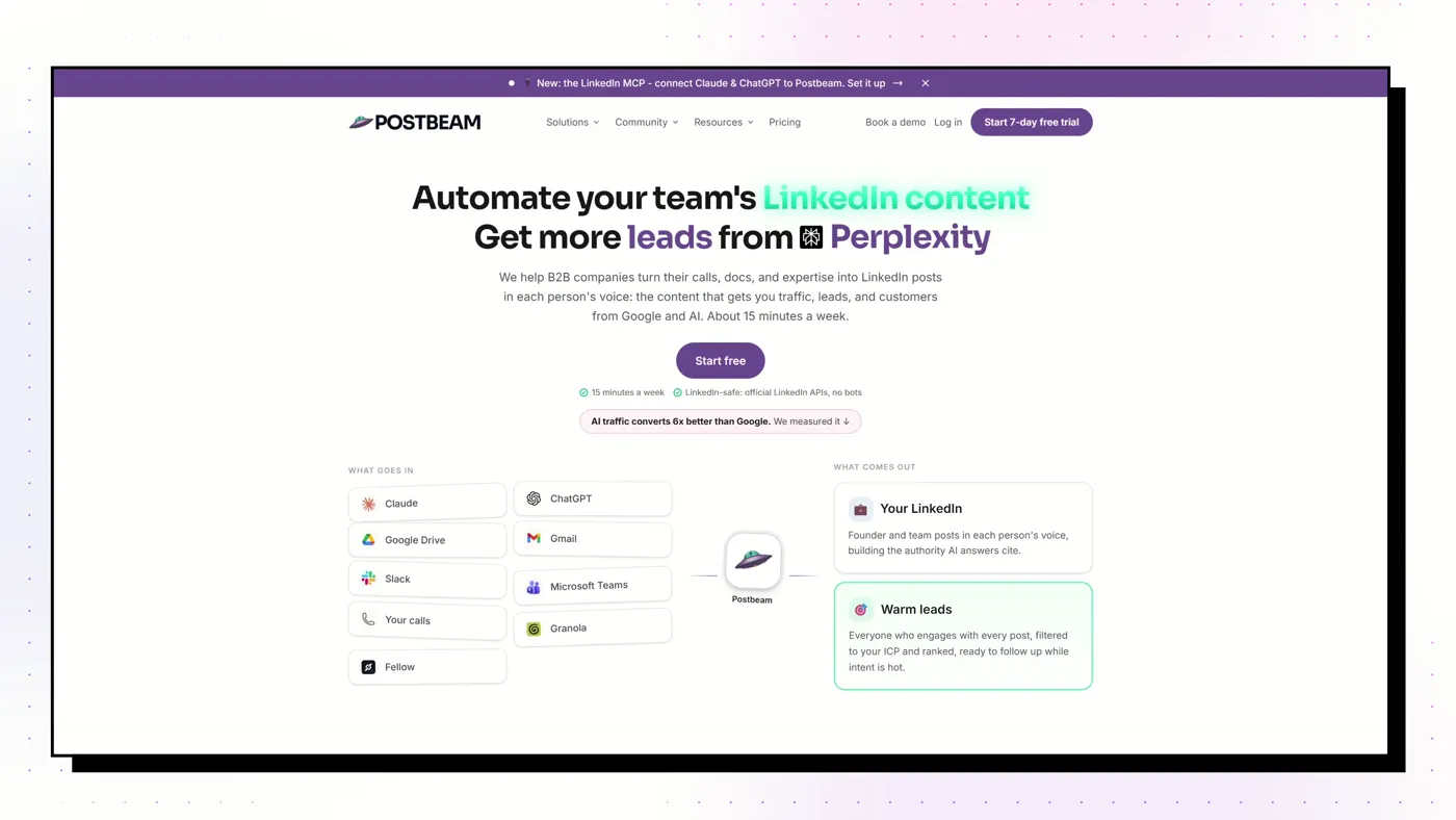 Postbeam website, October 2026